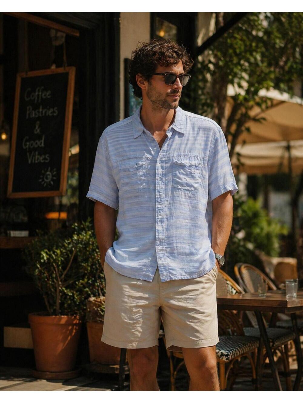 Paperdenim&Cloth Blue & White Striped Button Down Shirt